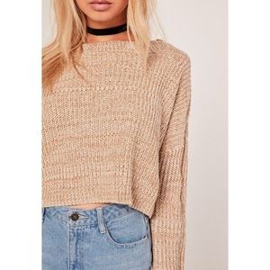 Missguided Camel Slouchy Cropped Sweater