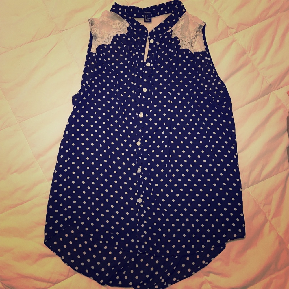 Lace polkadot top