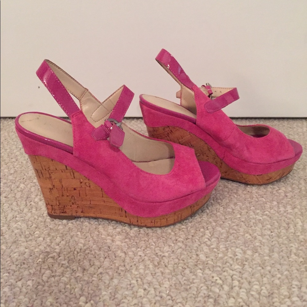 Pink Franco Sarto Platform Wedges