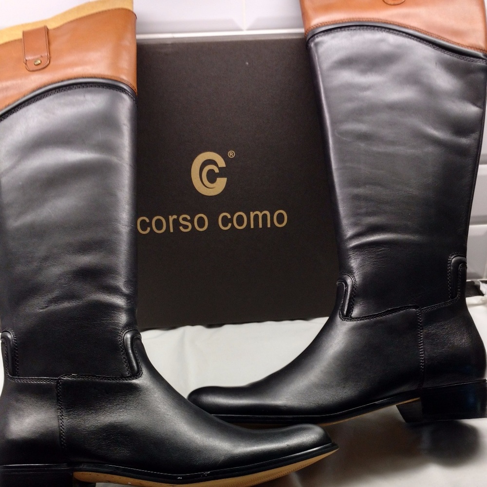 Corso Como Black & Tan Riding Boots