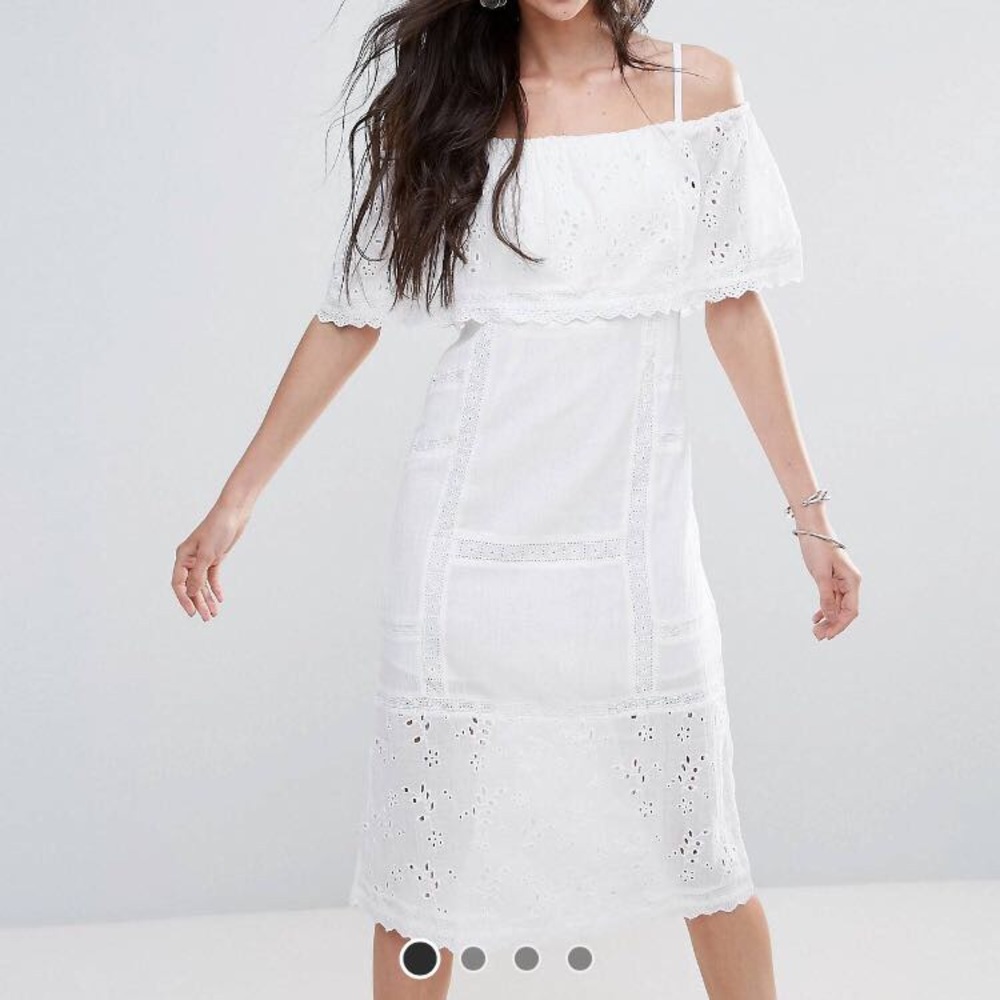 Free people white eyelet off shoulder dress size S