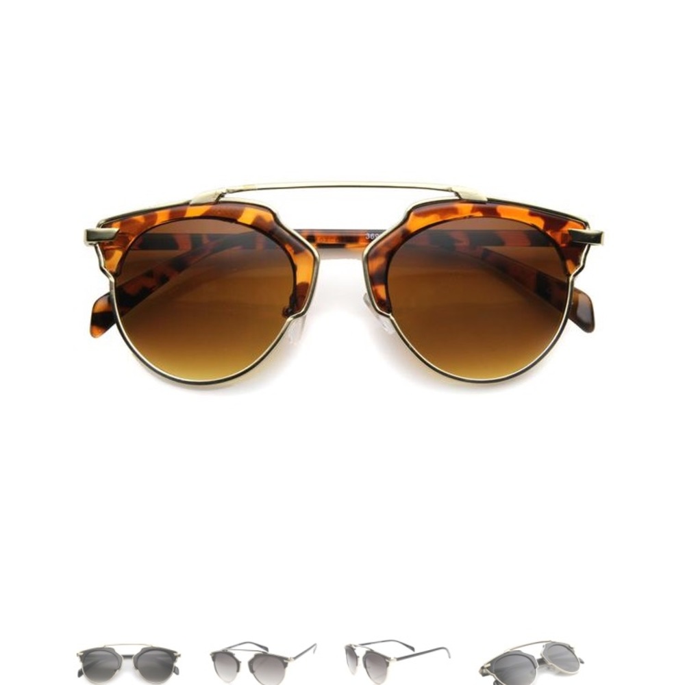 Trendy high fashion metal rim sunglasses