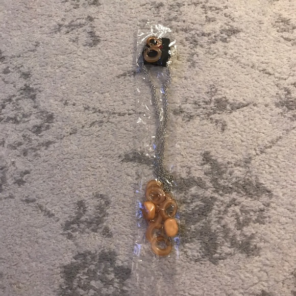 Silver & amber long necklace & hoop earring set - Picture 2 of 6