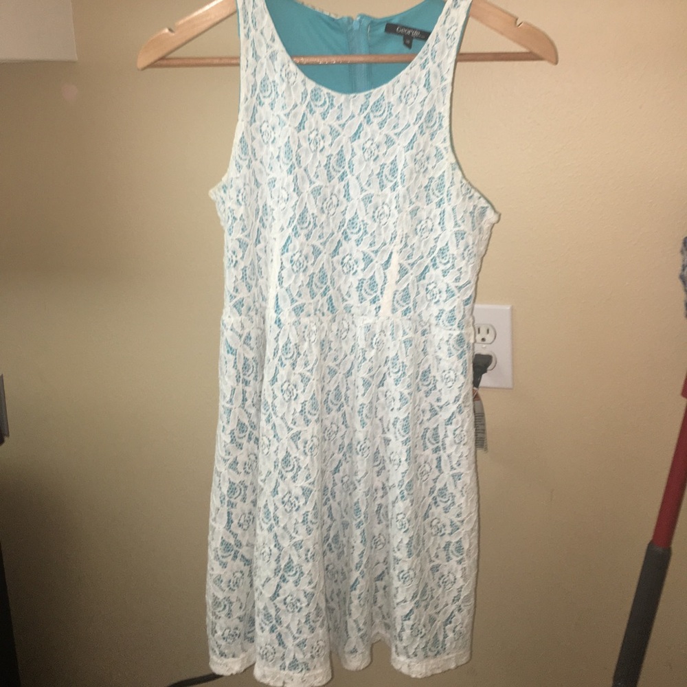 Blue and White Lace Dress