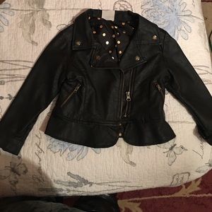Toddler charcoal black leather jacket