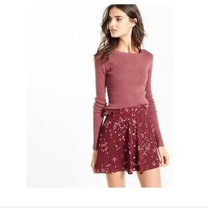 Express button front floral mini skirt