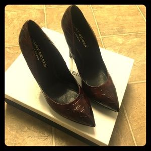 Brown Leather/Croc Print Courts by Kurt Geiger