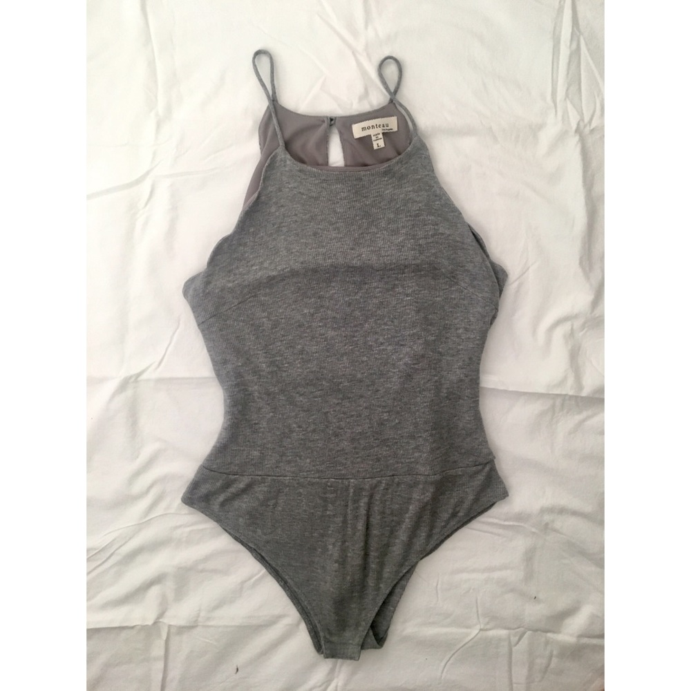 Gray Ribbed Body Suit