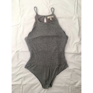 Gray Ribbed Body Suit