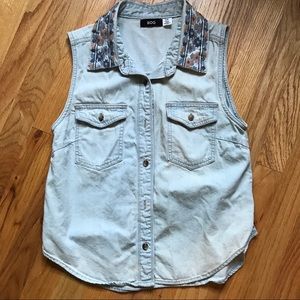 Urban Outfitters Denim Button Down Sleeveless Top