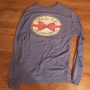 Lauren James long sleeve Seer-sucker pocket tee