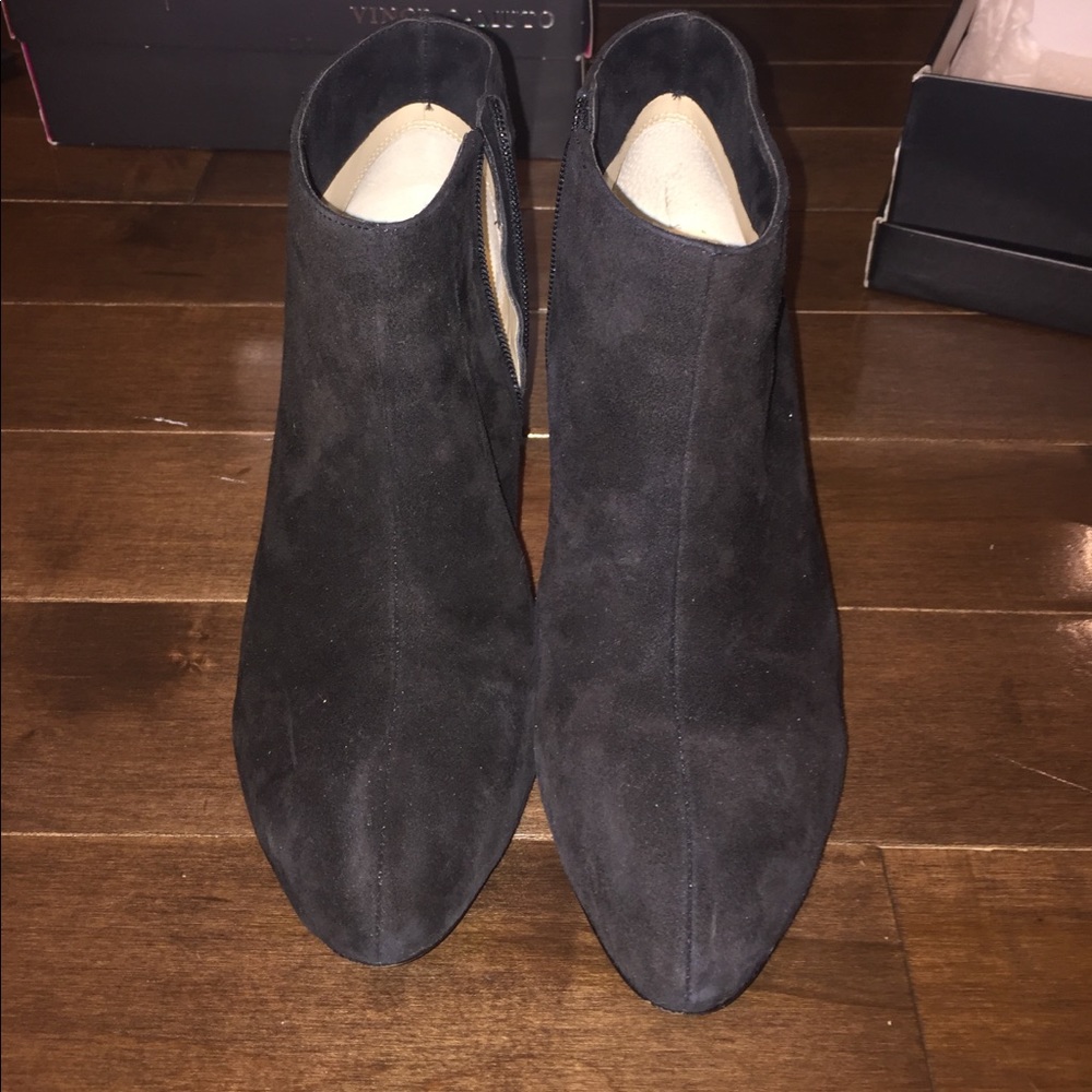 INC Black Suede Heeled Booties