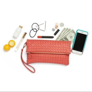 Coral Fold Over Summer Clutch