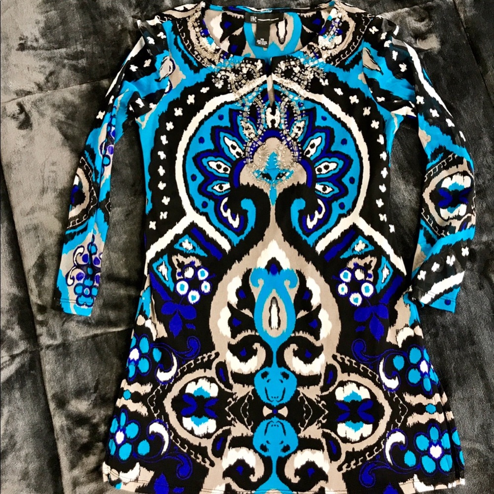 INC colorful tunic with bedazzles