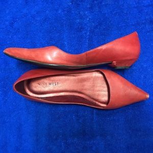 Nine West Red Leather Point Flats