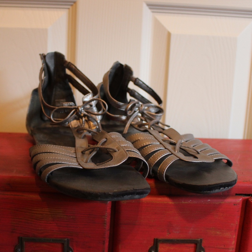 Silver Strappy Sandals