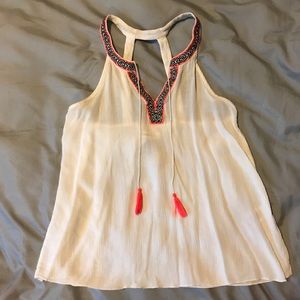 White aztec bordered tank top