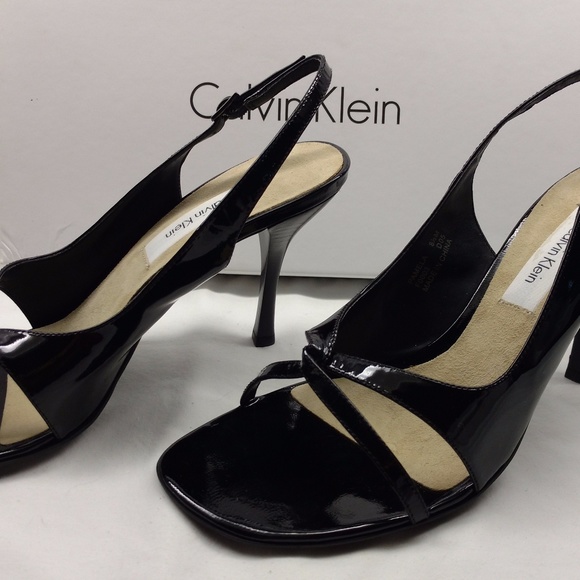 Calvin Klein Black Patent Heels - Picture 1 of 5
