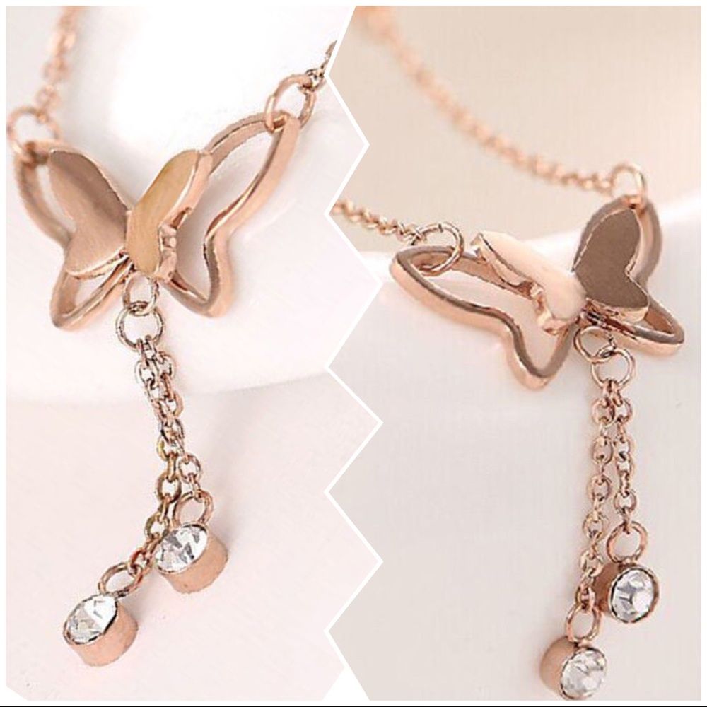 ❇️3-$10❇️ Cute Rose Gold Butterfly Ankle Bracelet - Picture 3 of 5