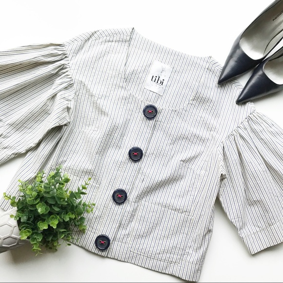 Tibi Jackets & Blazers - Tibi Light Jacket Blazer Bell Sleeves Stripes Med