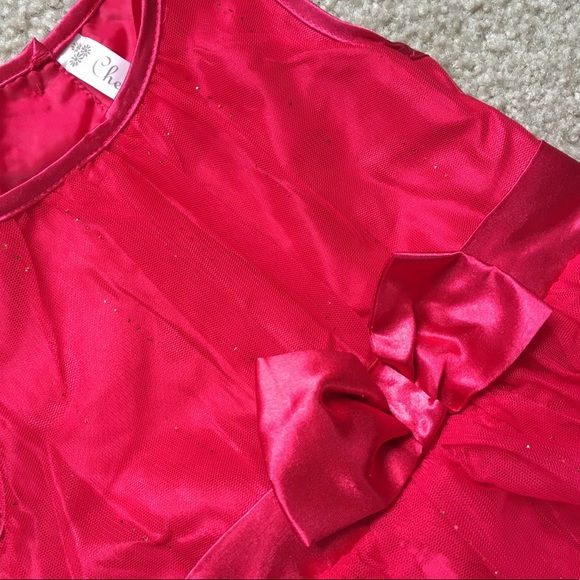 Cherokee girl red glittery dress sz XS 4/5 - Picture 3 of 5
