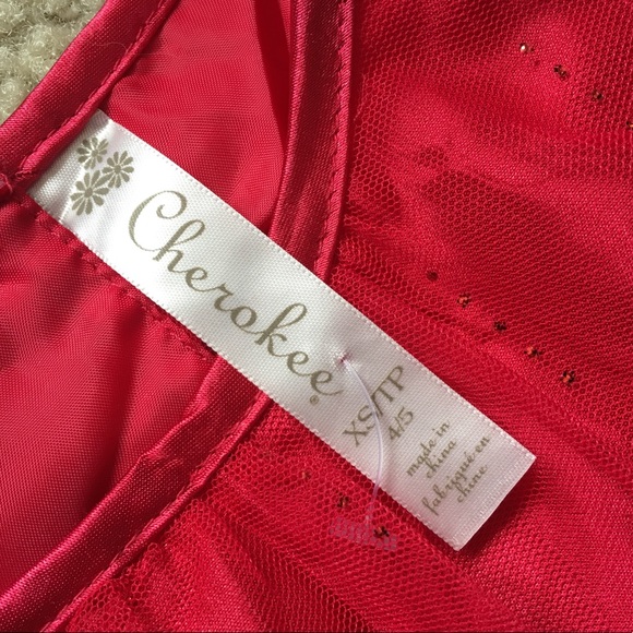 Cherokee girl red glittery dress sz XS 4/5 - Picture 4 of 5