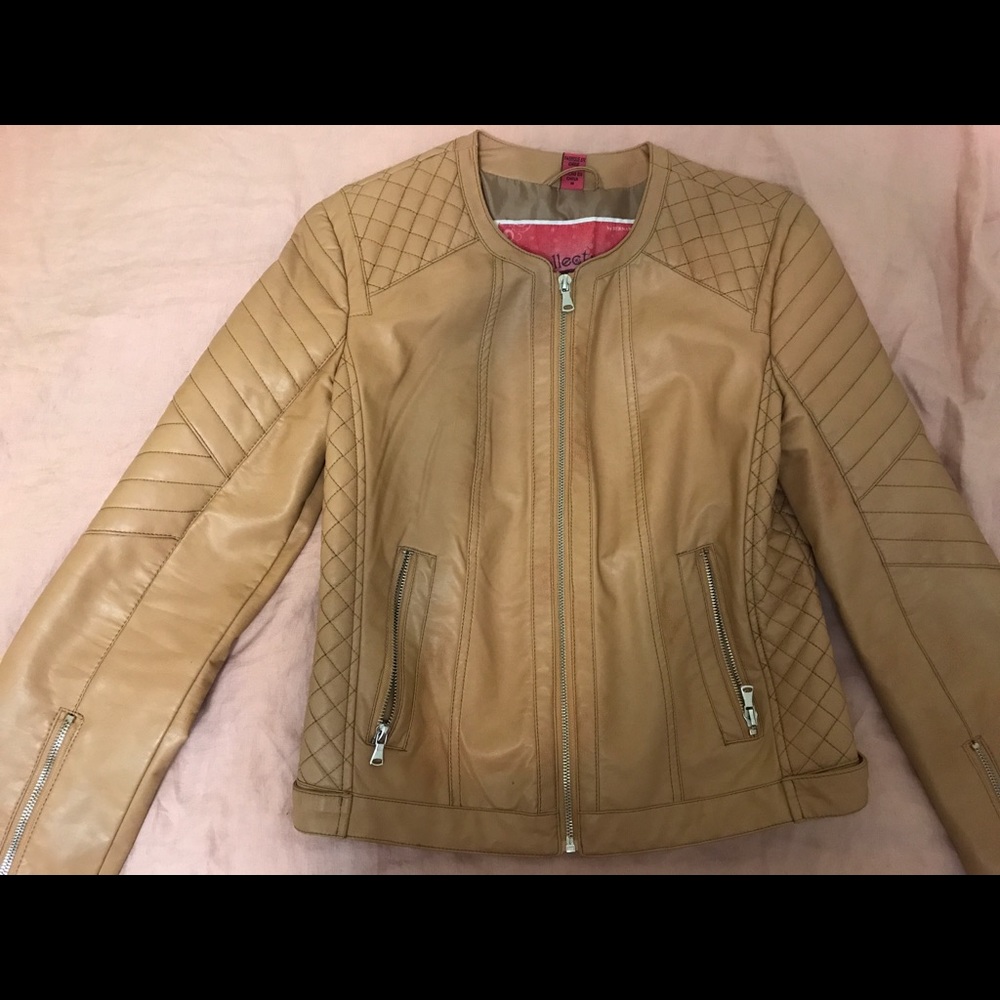 brown leather jacket