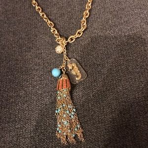 Lilly Pulitzer tassel and seahorse gold necklace