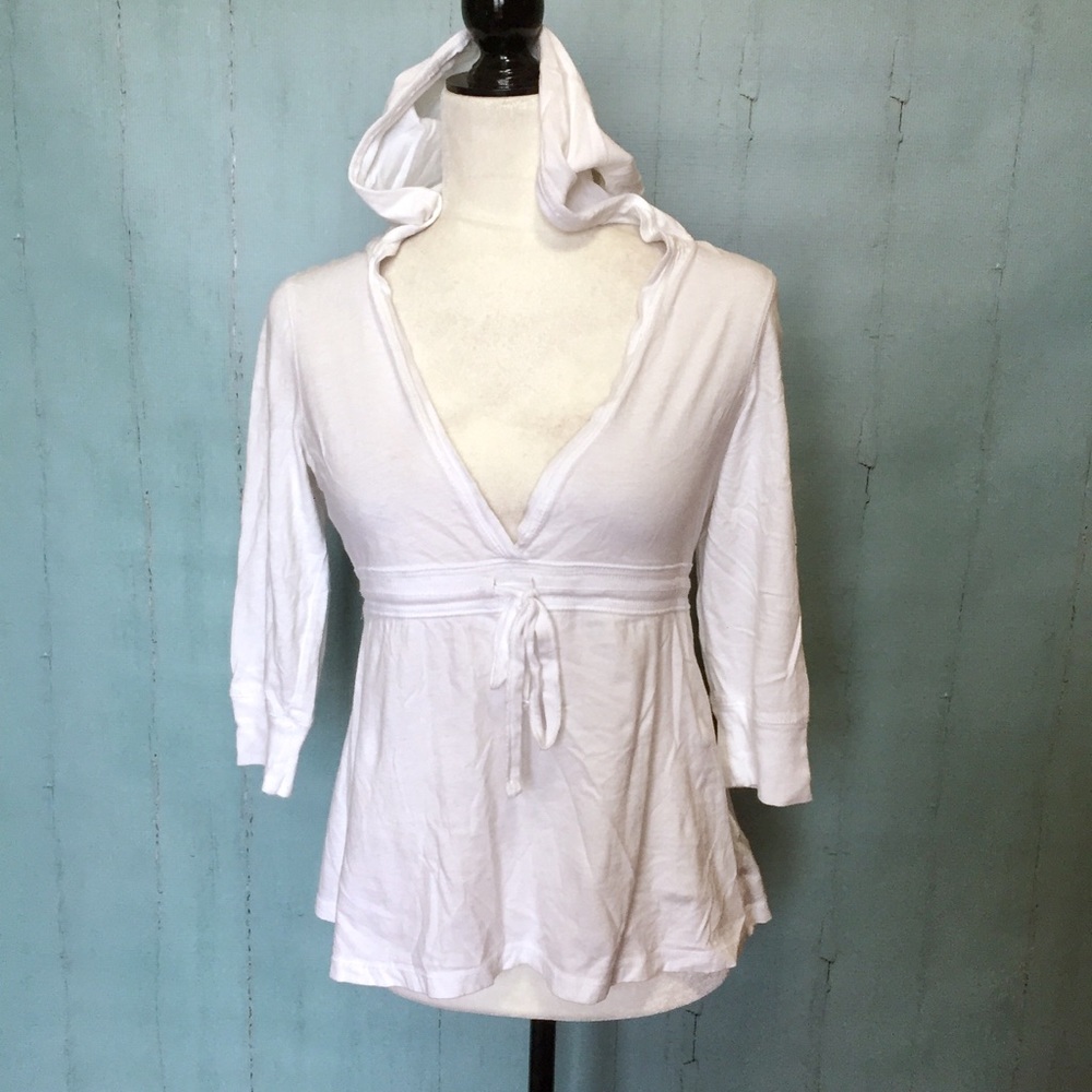 White Hooded 3/4 Top