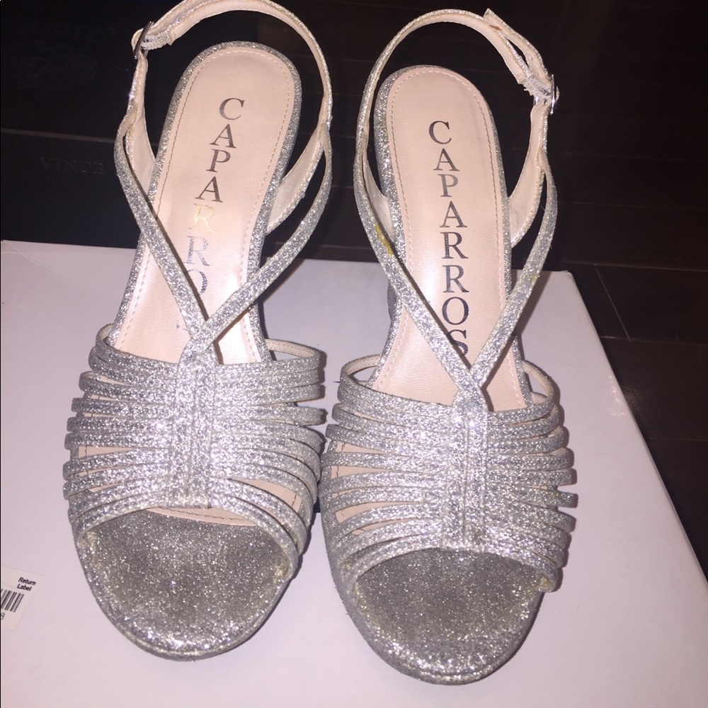 Caparros Silver Glitter Wedges