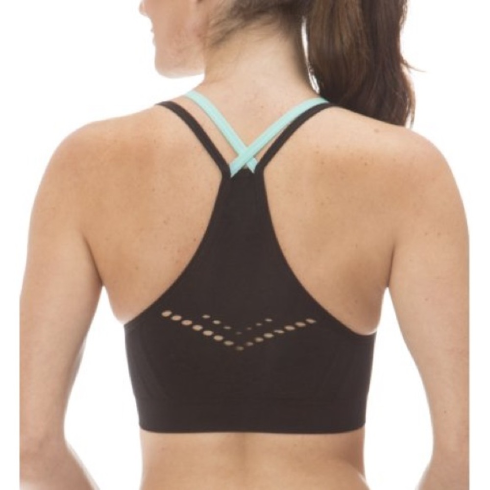 Jessica Simpson Razor Back Black Sports Bra - Picture 3 of 5
