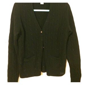 Black wool cable knit cardigan
