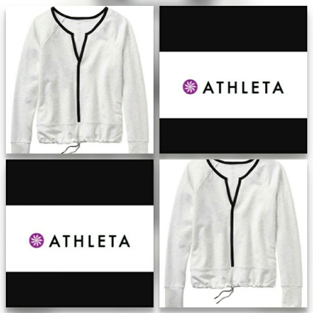 Athleta Sentry Tie Sweatshirt White & Heather Gray