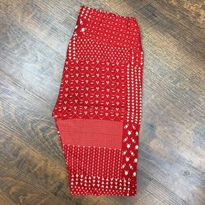 LuLaroe red and cream leggings - OS