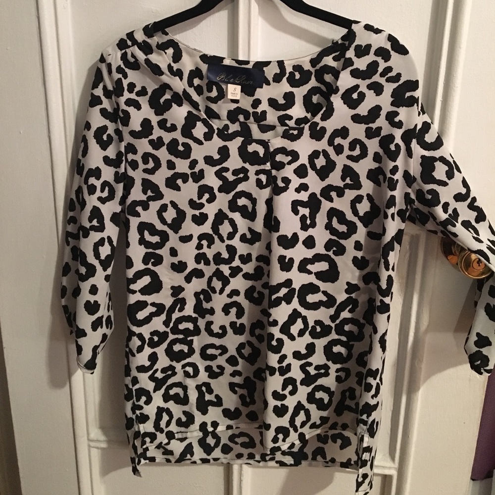 Leopard silk blouse: black and white