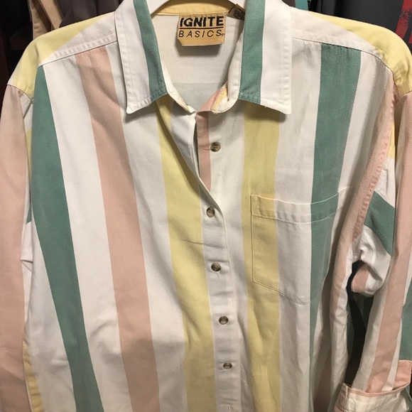 Ignite basics LS button down striped shirt - Picture 8 of 8