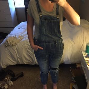 American Eagle Overalls Distressed with Patches