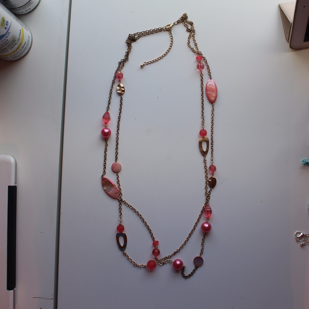 Long Pink and Gold Bracelet