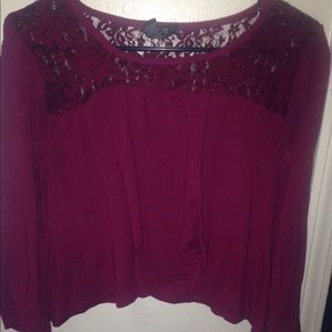 Burgundy Bell Sleeve Blouse