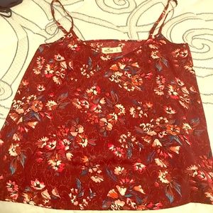 Red with flower patterned strapped top