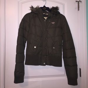 Olive green Hollister puffy jacket