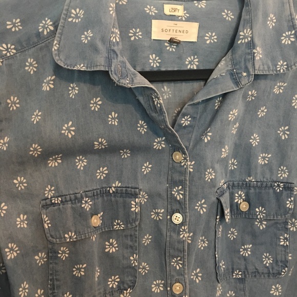 LOFT softened denim button down - Picture 2 of 4