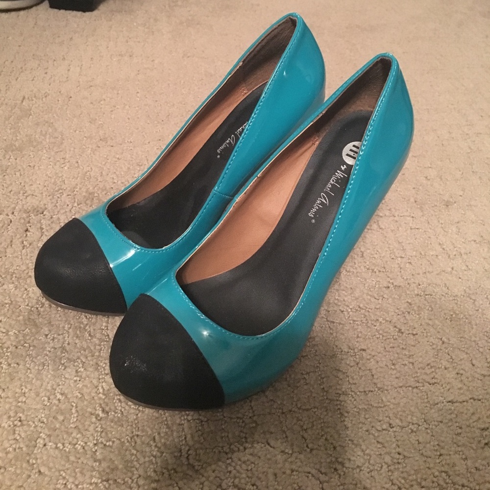 Michael Antonio Colorblock Pumps Teal&Black Sz 6.5