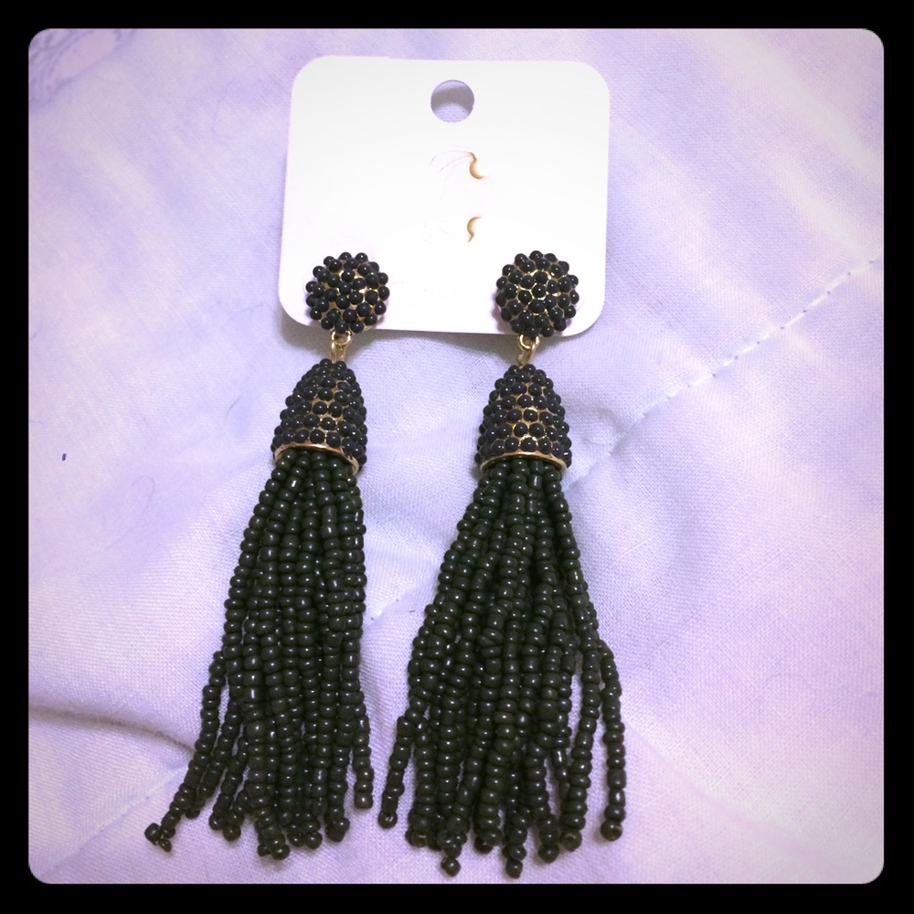Olive green tassel earrings