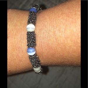 Silver and moonstone bracelet.