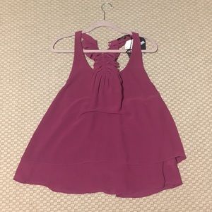 Naked Zebra Purple Ruffled T Back Blouse NWT