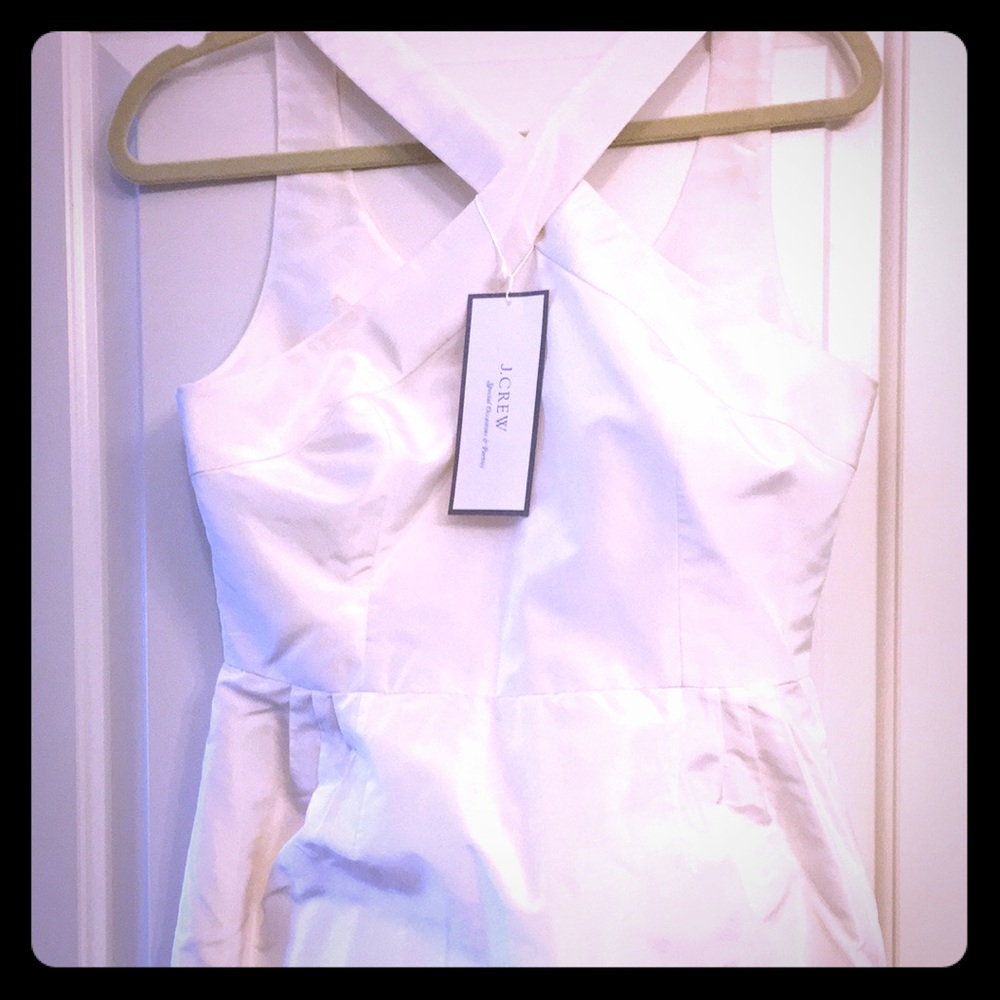 J.Crew Cross front Ivory silk taffeta dress