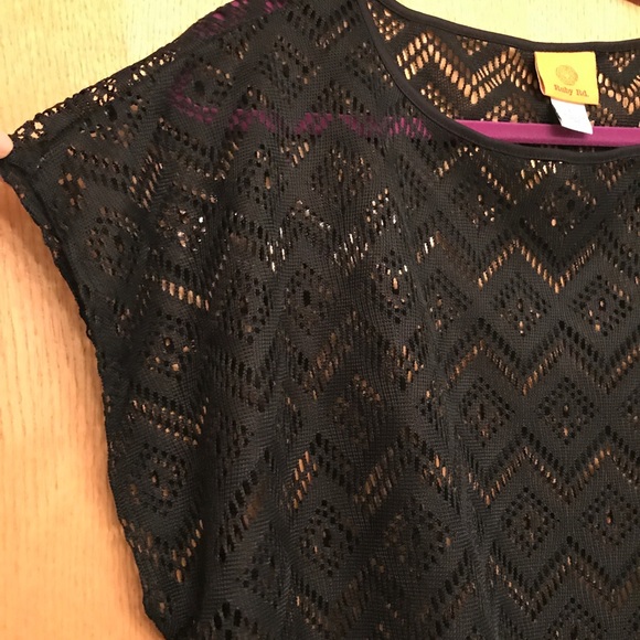 Ruby Rd. Mesh Overlay Size L Shirt Drawstring - Picture 7 of 8