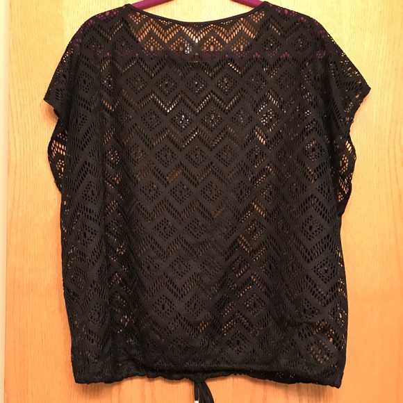 Ruby Rd. Mesh Overlay Size L Shirt Drawstring - Picture 8 of 8