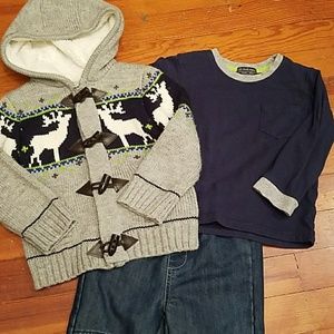 3T Winter Sweater with Reindeer/Jeans 3 pieces
